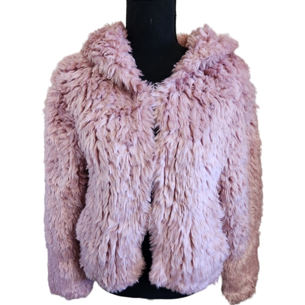 UNBRANDED faux fur fluffy hooded jacket pink size unknown